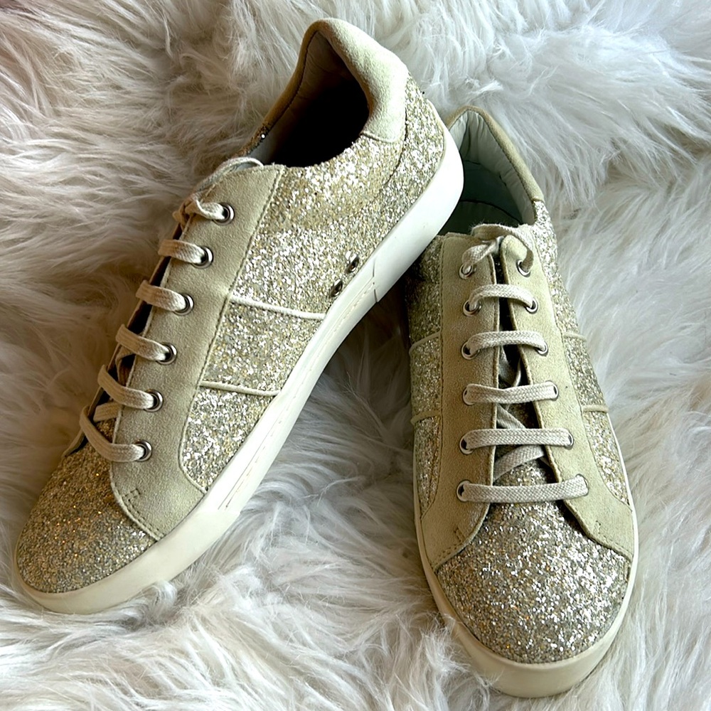 JOIE Silver And Grey Suede Sneakers